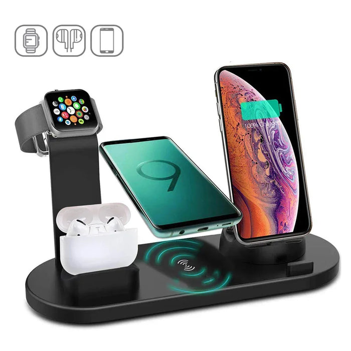 Black 7 in 1 30W Multi Wireless Fast Charging Dock Stand On Sale