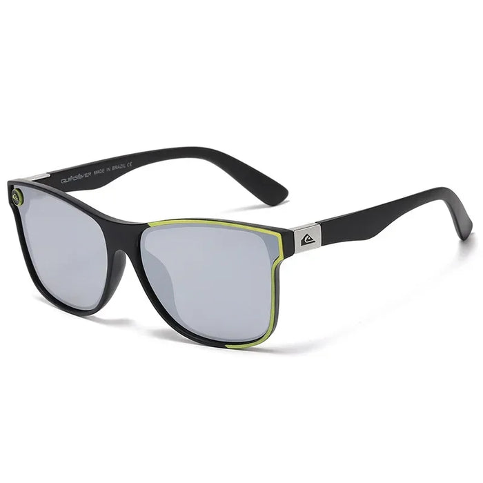 Classic Oval Vintage Style Sports UV400 Black Yellow Frame Silver Lenses Sunglasses On Sale