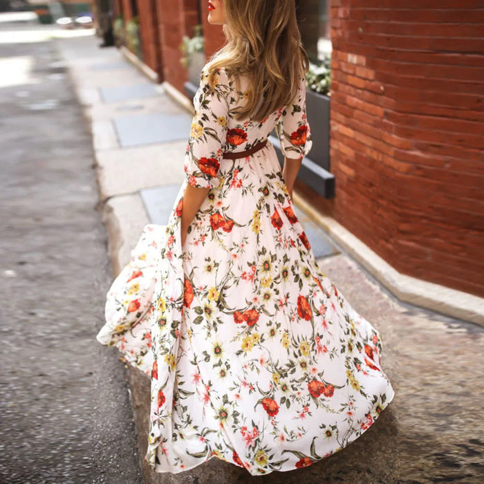 Floral Printed Sling Long Maxi Dress On Sale