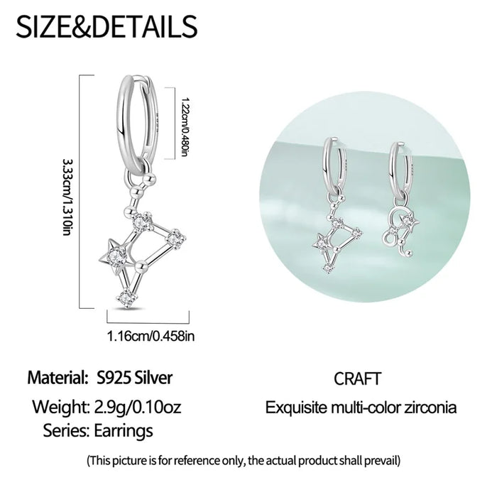 12 Constellation 925 Sterling Silver Leo Hoop Earrings Timeless Zodiac Elegance On Sale