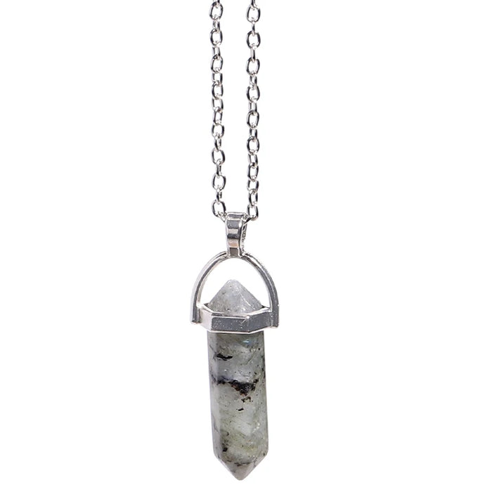 Natural Quartz Crystal Hexagonal Pillar Bullet Pendant Necklaces On Sale