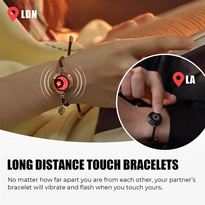 Smart App Connected Light Up Vibration Notification Bracelet Set For Couples On Sale
