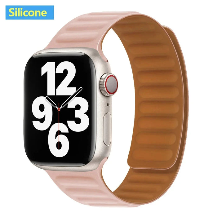 Pink Silicone Link Magnetic Loop Apple Watch Band On Sale