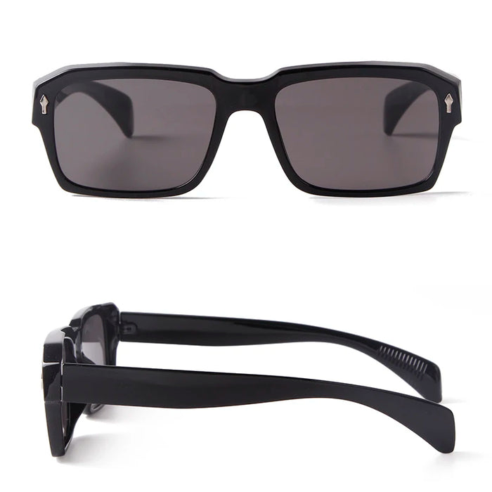 Black Classic Retro Style Rectangle HD Lens UV400 Sunglasses On Sale