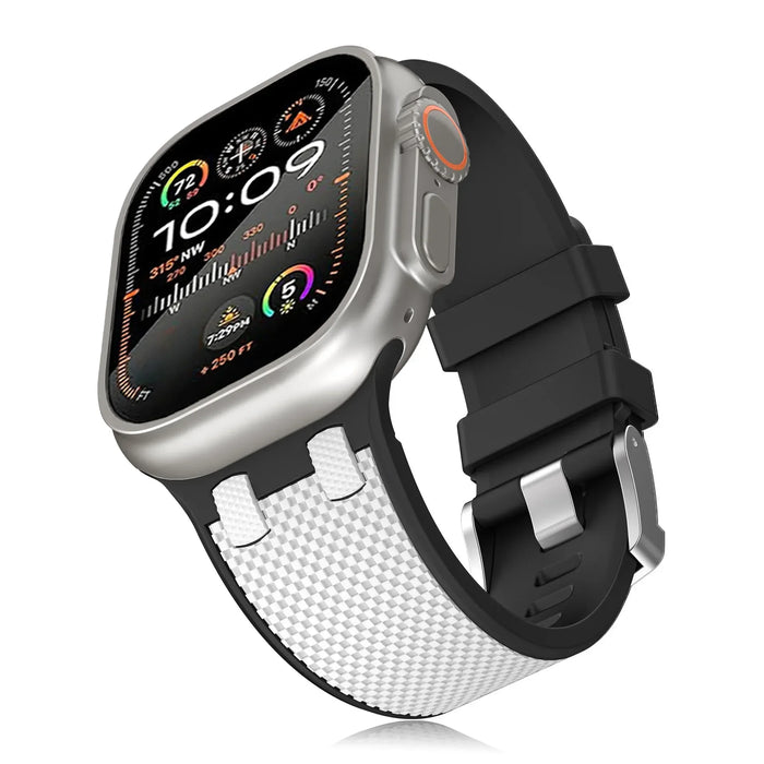 Black White Carbon Fiber Pattern Sport Watch Band On Sale