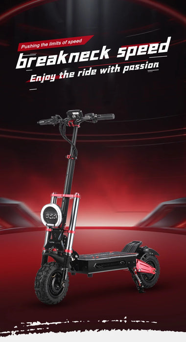 Foldable Off-road Tires Two-wheel Electric Scooter 6000W Motor 60V 38Ah With RGB Colour Lights, Shock Absorption and Smart App Control On Sale