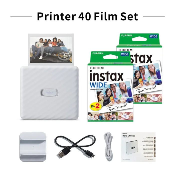 Fujifilm Instax Link WIDE Bluetooth Instant Photo Printer For Instax Mini Film – Portable Smartphone Printer (White) With 40 Sheets Instax WIDE films On Sale