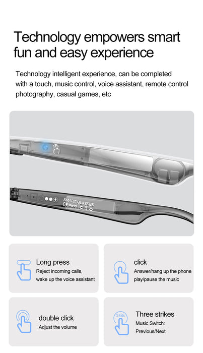 Smart AI Glasses Wireless Bluetooth Call Built-In Mic Speakers Sunglasses On Sale