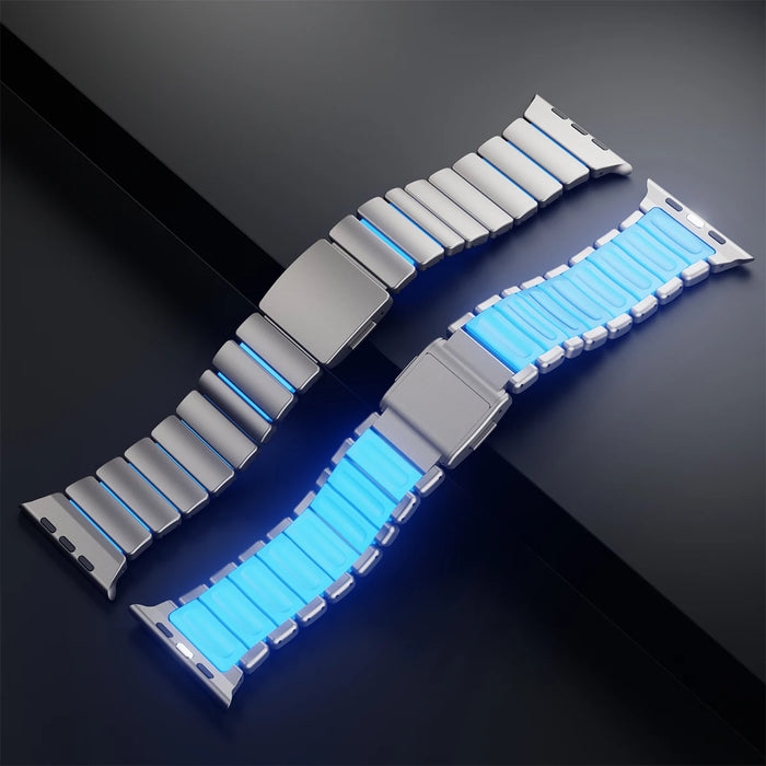 Luminous Magnetic Titanium-style Watch Band Compatible With Apple Watch Series On Sale