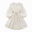 Apricot Elegant Vintage French Embroidery Lace Style Long Lantern Sleeves Shirt Dress On Sale