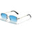 Silver Sky Blue Classic Rectangular Rimless Sunglasses On Sale