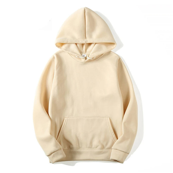 Super Comfy Khaki Solid Color Pullover Hoodie Unisex Casual Streetwear Sweatshirt On Sale