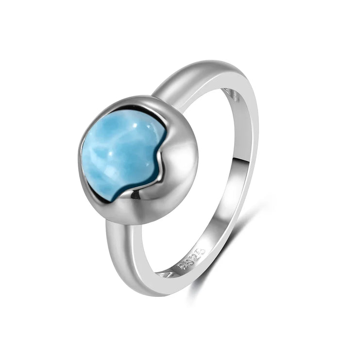 925 Silver Natural Larimar Stone Vintage Style Rings On Sale