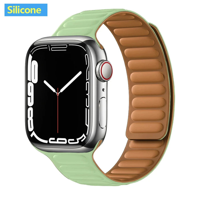 Green Silicone Link Magnetic Loop Apple Watch Band On Sale