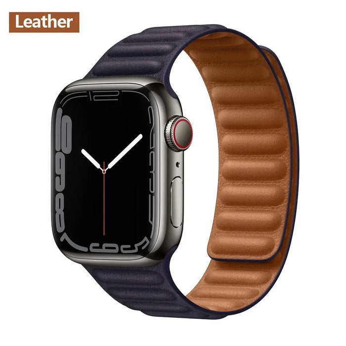 Purple Leather Link Magnetic Loop Apple Watch Band On Sale