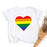 Rainbow Heart Print Retro Graphic T-shirt On Sale