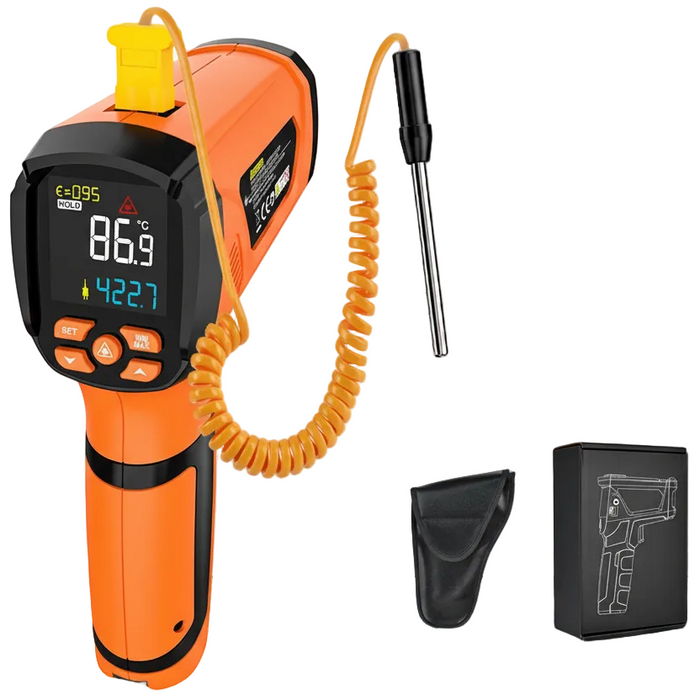 IR05A 1600 C Handheld Non Contact Digital Infrared Thermometer Laser Point Temperature Reader With Humidity and Dew Point Display On Sale