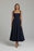 Elegant High-Waisted Squared Neckline Sleeveless A-line Sling Maxi Blue Dress On Sale