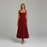 Elegant High-Waisted Squared Neckline Sleeveless A-line Sling Maxi Wine Red Dress On Sale