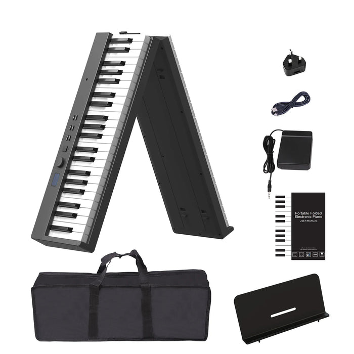 88 Keys Lightweight Portable Folding Digital Piano Full Set With MIDI Sustain Pedal - UK Plug On Sale