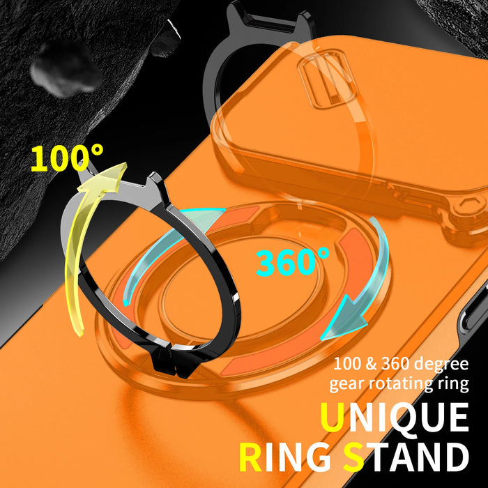 iPhone Magnetic Ring Stand Armor Case With Camera Protection Slide Cover For iPhone 17, 16, 15, 14, 13 Series On Sale