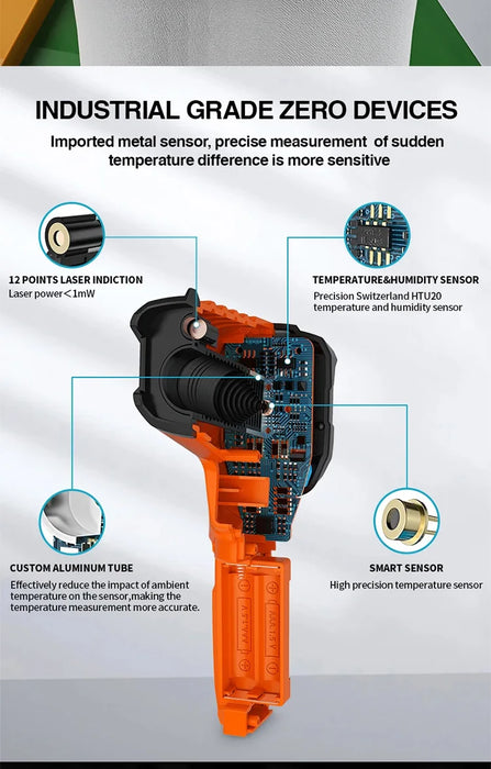 Handheld Non Contact Digital Infrared Thermometer Laser Point Temperature Reader With Humidity and Dew Point Display On Sale