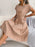 Brown Floral Printed A-Line Vintage Style Chiffon Temperament Dress On Sale