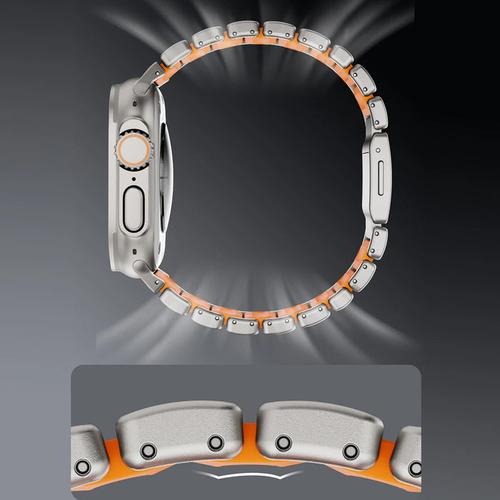 Luminous Magnetic Titanium-style Watch Band Compatible With Apple Watch Series On Sale