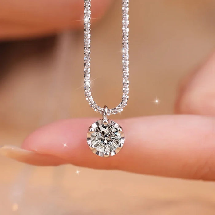 Classic VVS1 Moissanite Diamond  Platinum Plated  s925 Sterling Silver Crown Necklaces On Sale