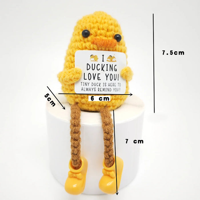 Handmade Positive Message Cute Upbeat Duck Crochet Plush Dolls For Desktop And Home Decor On Sale