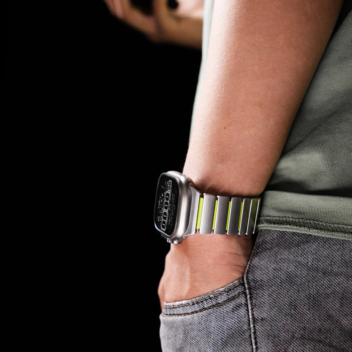 Luminous Magnetic Titanium-style Watch Band Compatible With Apple Watch Series On Sale