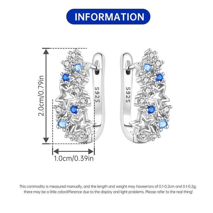 925 Sterling Silver Dreamy Celestial Elegance Stars Hoop Earrings On Sale 