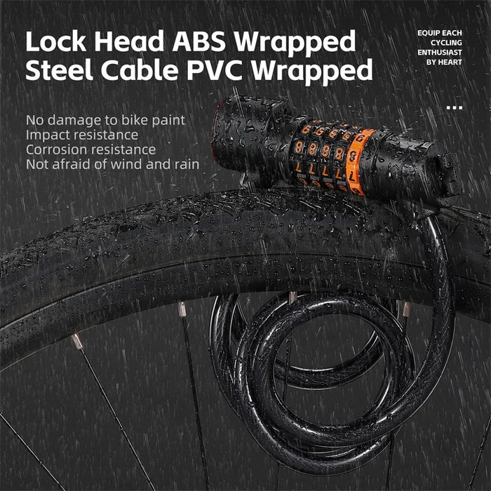 Bicycle Steel Cable Lock With Resettable 5-Digit Combination Dial And Tail Light On Sale