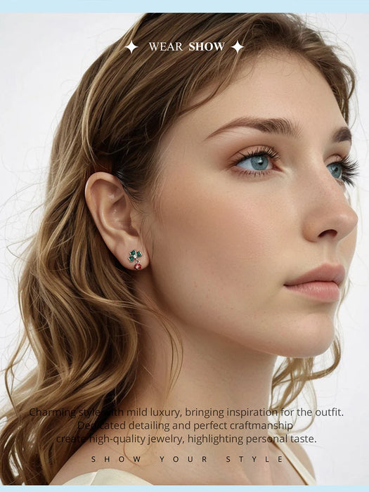 925 Sterling Silver Green Lucky Cloverleaf And Ladybug Earrings Jewelry Set On Sale