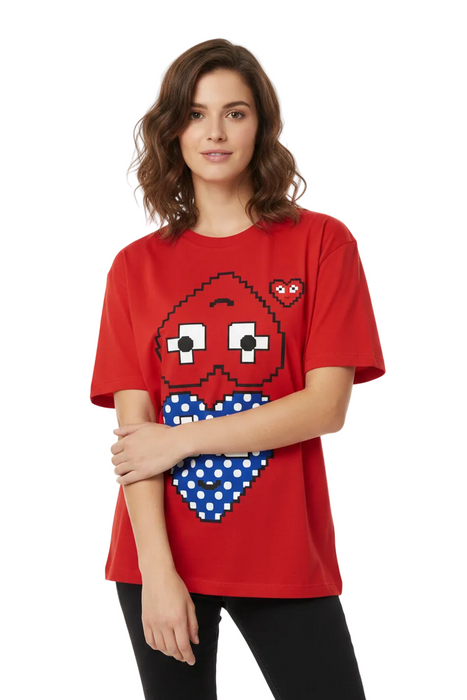 Red Unisex Heart Graphic 100% Cotton T-Shirt Casual Short Sleeve Crew Neck Tee For Everyday Wear On Sale