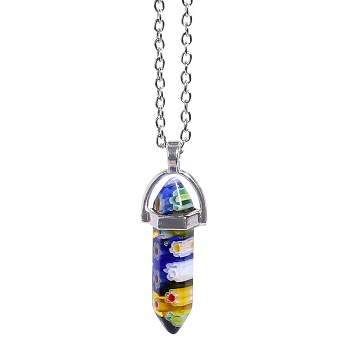 Natural Quartz Crystal Hexagonal Pillar Bullet Pendant Necklaces On Sale