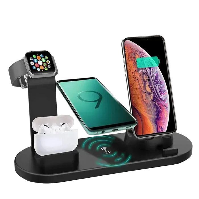 Qi-compatible Multi-device Wireless Charging Station With Smartphone, Smartwatch Holder and Earbud Charging Support On Sale