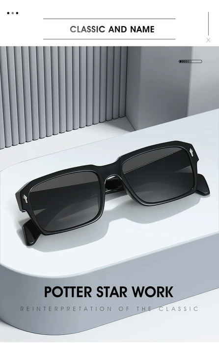 Classic Retro Black Rectangle HD Lens UV400 Sunglasses On Sale