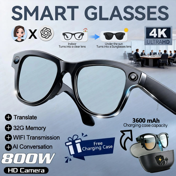 AI Smart Eyewear With Touch Control And Charging Case For Photo, Music, Calls, Hands-free video and Audio Recording On Sale