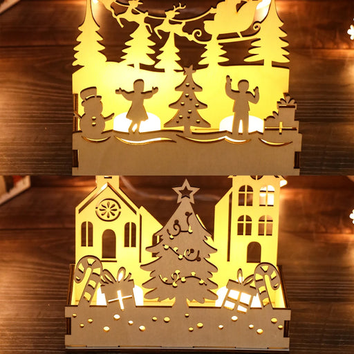 Winter Wonderland Candle Holder DIY Wooden Christmas Desktop Ornaments Home Decoration On Sale