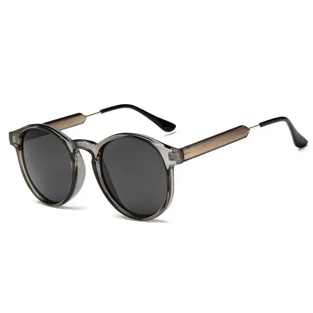 Grey Retro Round UV400 Oculus Sunglasses