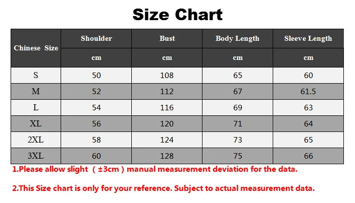 Size Chart For Men’s Waterproof Softshell Jacket with Fleece Lining