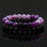 1 Set Purple Weathered Stone And Lava Stone Couple Bracelets On Sale