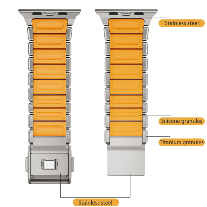 Luminous Magnetic Titanium-style Watch Band Compatible With Apple Watch Series On Sale
