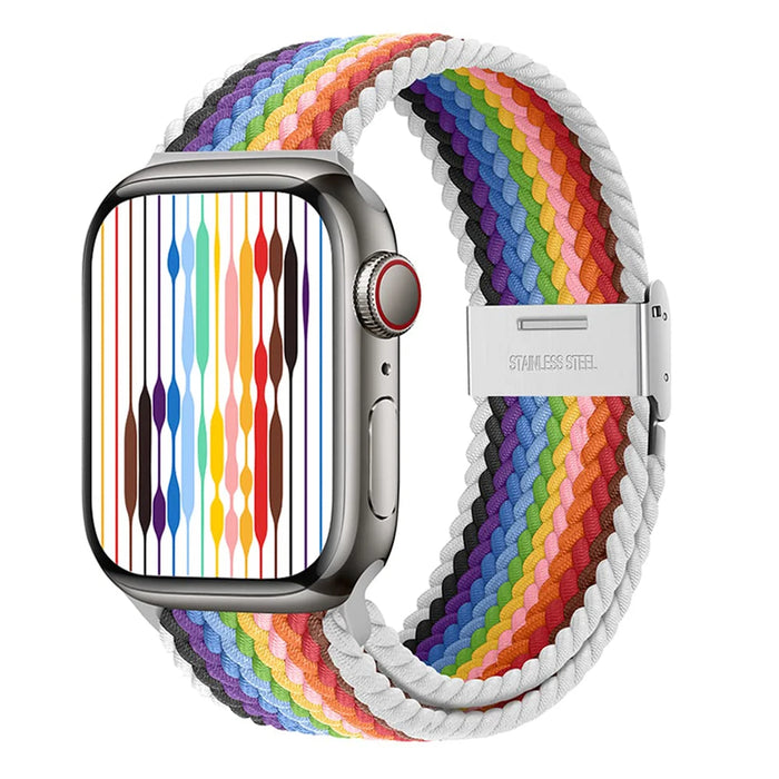 Rainbow Strip Stretchable Braided Loop Apple Watch Bracelet For iWatch Series On Sale