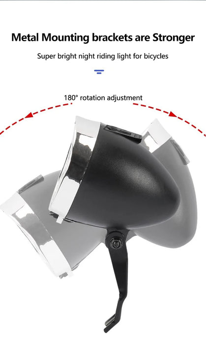 LED Retro Style Bicycle Headlamp Light - Rechargeable Or Battery Options On Sale