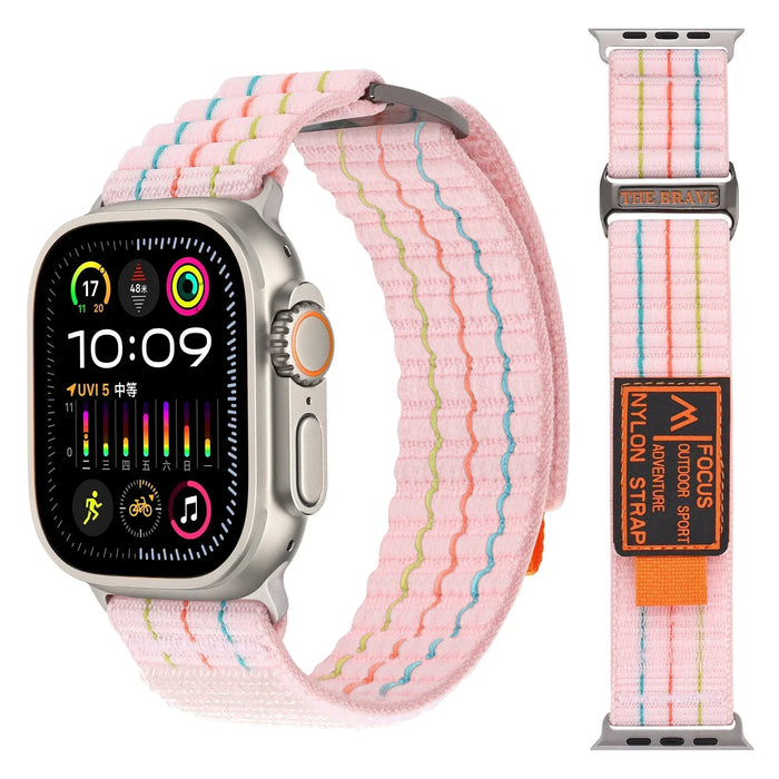Pink Outdoor Sport Adventure Nylon Trail Loop Strap Collection for Apple Watch Band Ultra, 49mm, 46mm, 45mm,  42mm, 41mm, 40mm, 38mm On Sale
