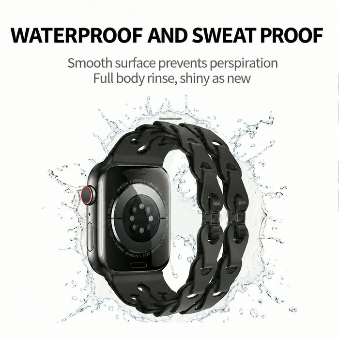 Bike Chain Link Silicone Watch Band for Apple Watch Compatible Models 38mm - 49mm On Sale