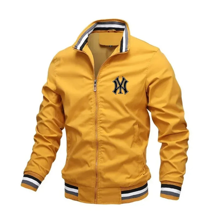 Unisex Varsity Jacket – Lightweight Retro Baseball Style Coat for Men and Women In Yellow On Sale