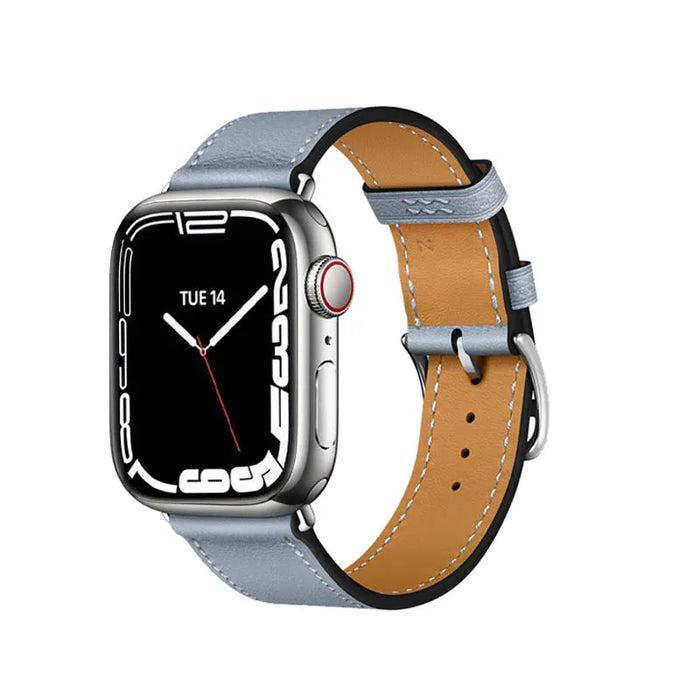 Linen Blue Genuine Leather Loop Apple Watch Band For iWatch Series On Sale